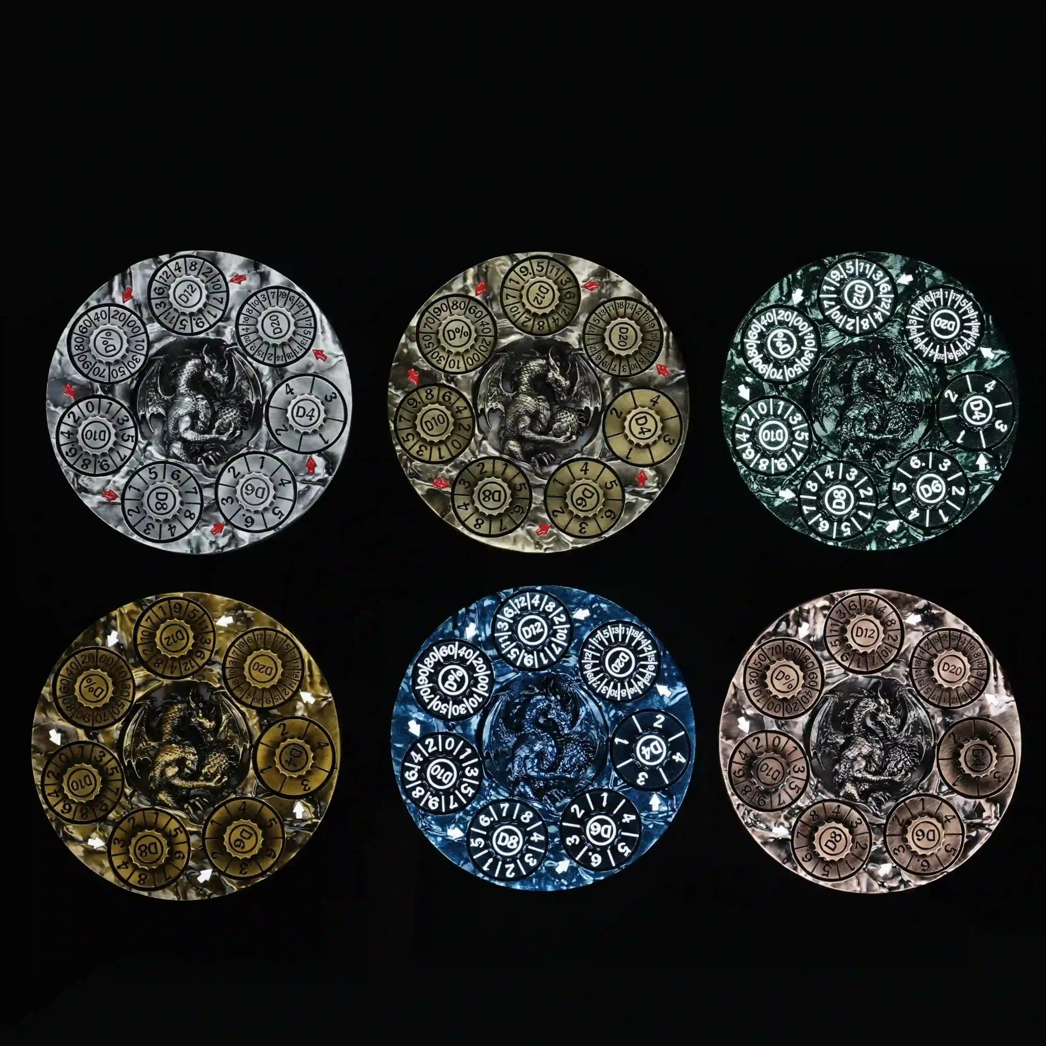 Unique Dice Spinner: 7-in-1 Metal 3D Relief Dragon DND Roulette Dice Spinner