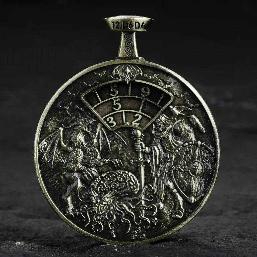 Unique Metal DND Spinning Dice Pocket Watch